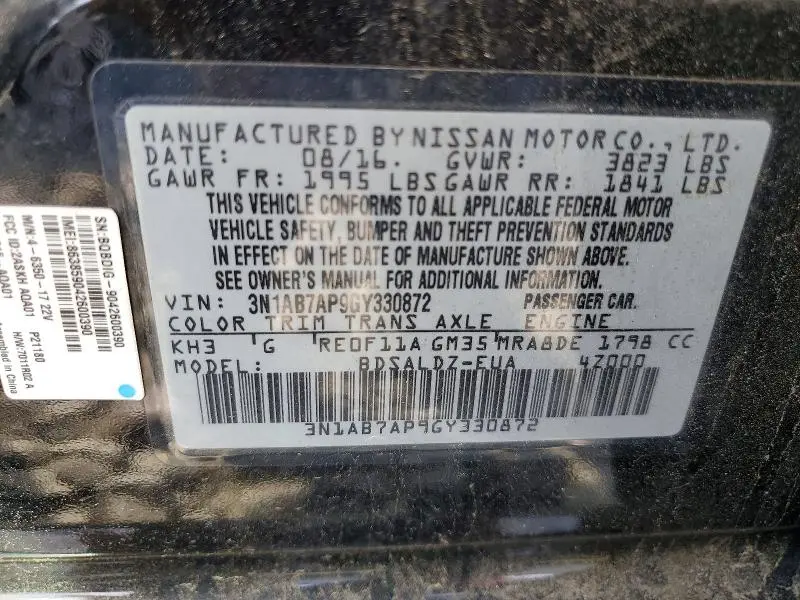 2016 NISSAN SENTRA SV  