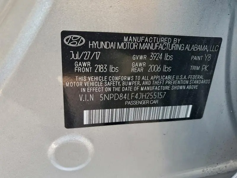 2018 HYUNDAI ELANTRA SEL  