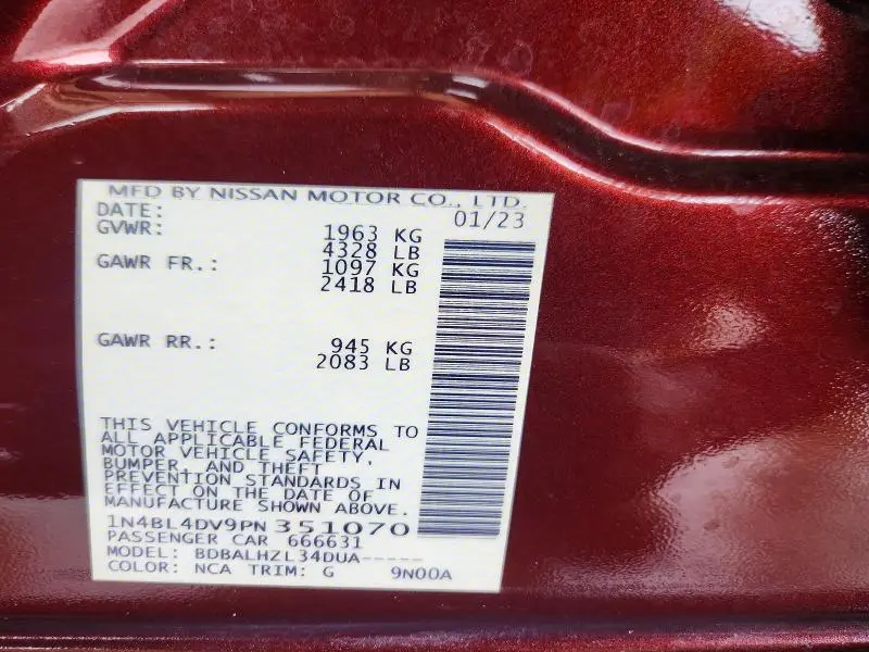 2023 NISSAN ALTIMA SV  