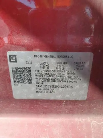 2019 CHEVROLET SONIC LT  