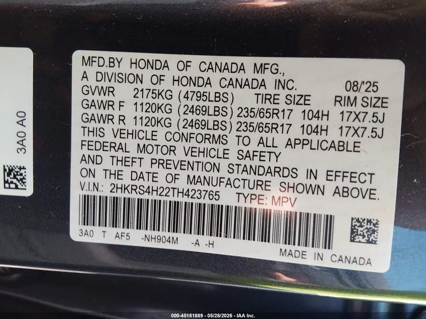 2026 HONDA CR-V LX AWD