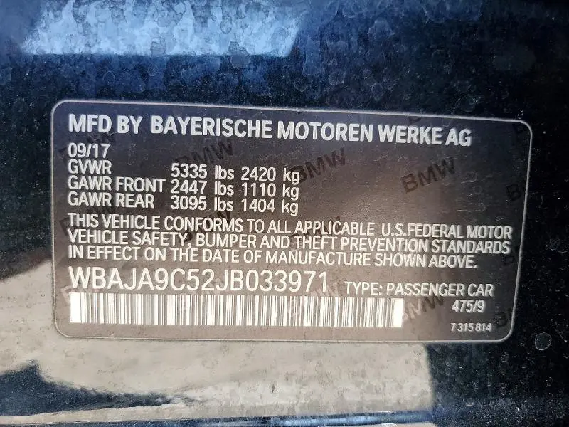 2018 BMW 530E   