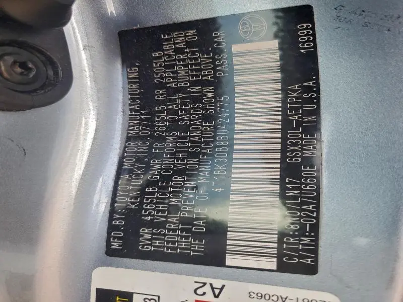 2011 TOYOTA AVALON BASE  