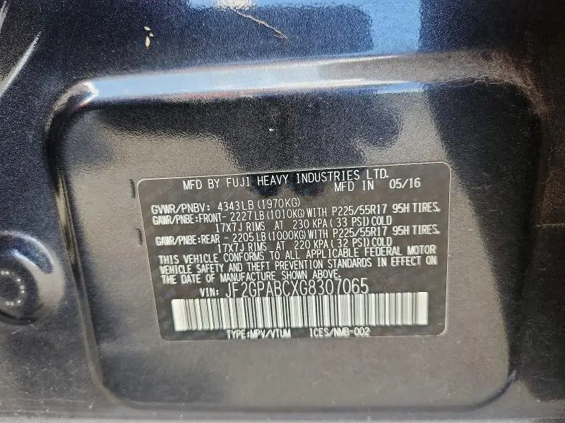 2016 SUBARU CROSSTREK PREMIUM  