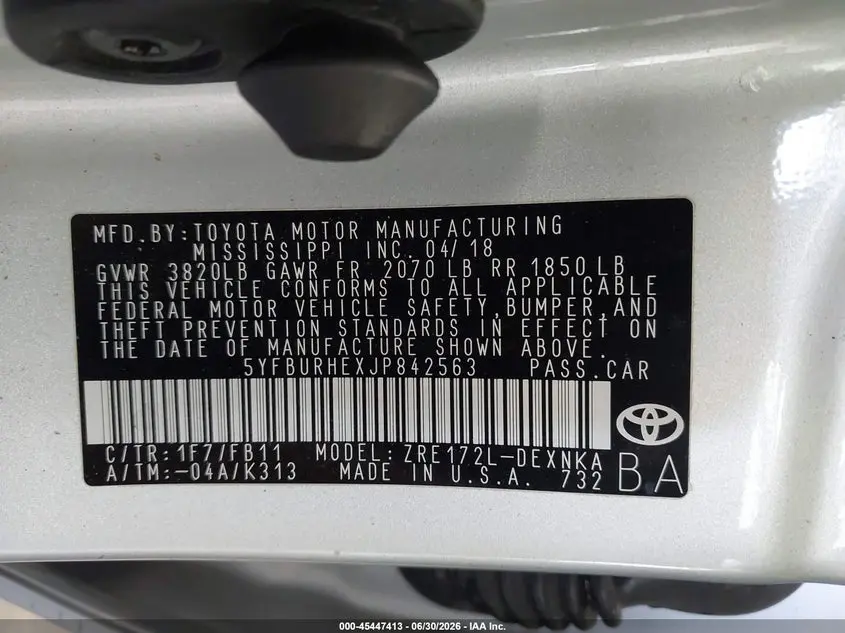 2018 TOYOTA COROLLA LE