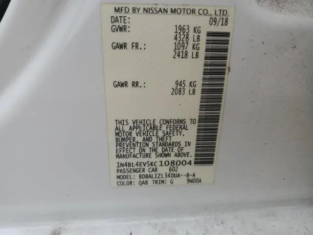 2019 NISSAN ALTIMA SL  