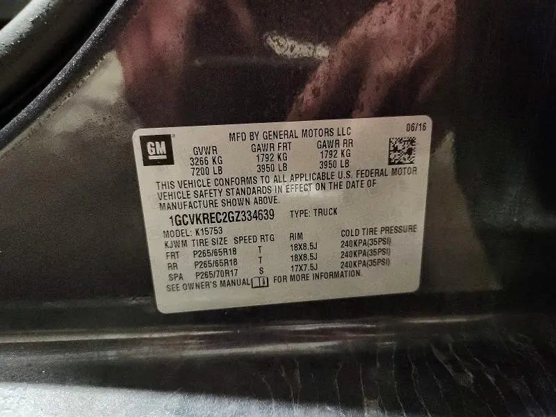 2016 CHEVROLET SILVERADO K1500 LT  