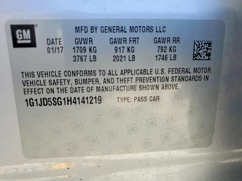 2017 CHEVROLET SONIC LT  