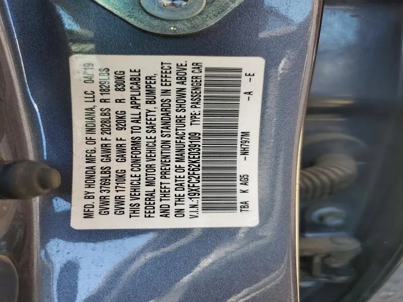 2019 HONDA CIVIC LX  
