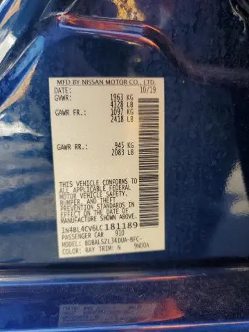 2020 NISSAN ALTIMA SR  