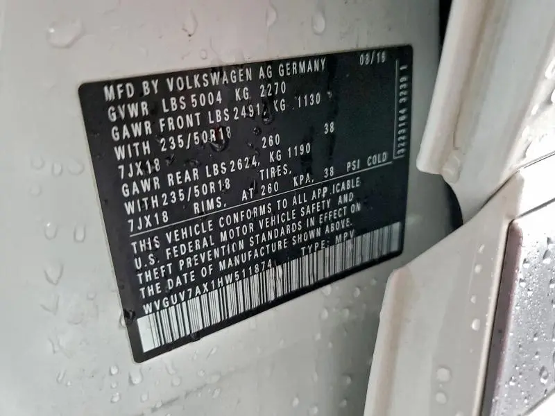 2017 VOLKSWAGEN TIGUAN SPORT  