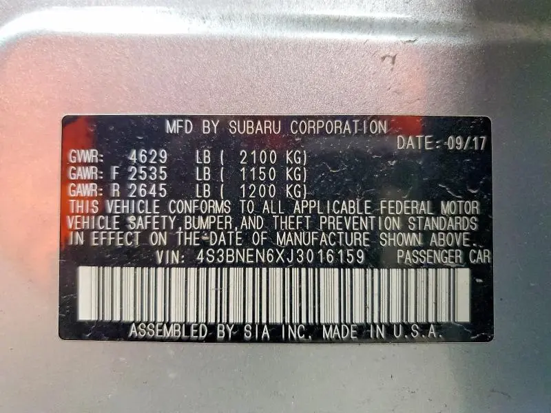 2018 SUBARU LEGACY 3.6R LIMITED  