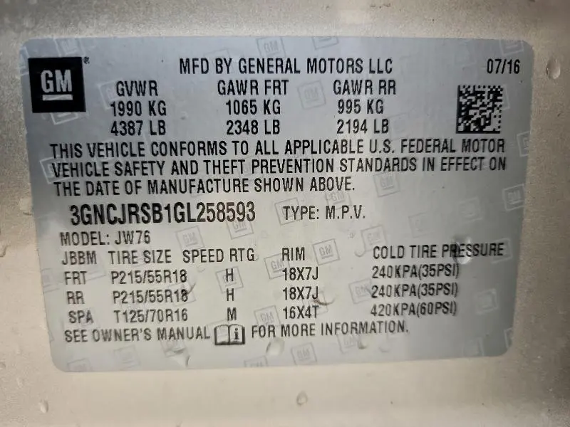 2016 CHEVROLET TRAX LTZ  