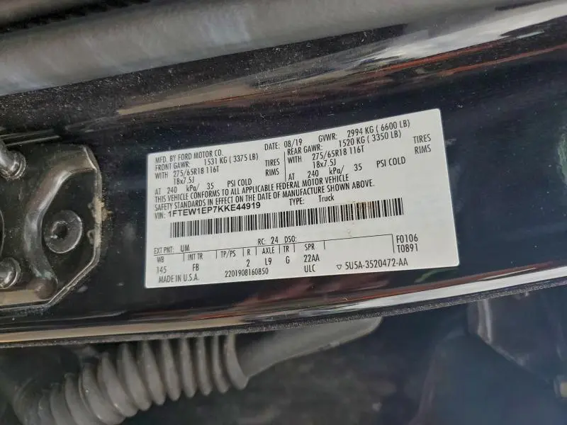 2019 FORD F150 SUPERCREW  