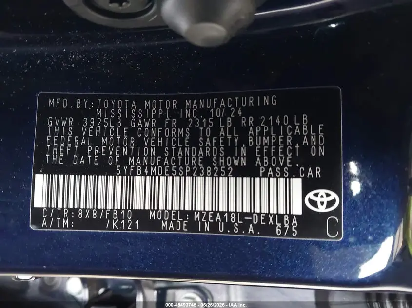 2025 TOYOTA COROLLA LE