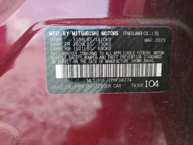 2023 MITSUBISHI MIRAGE G4 ES  