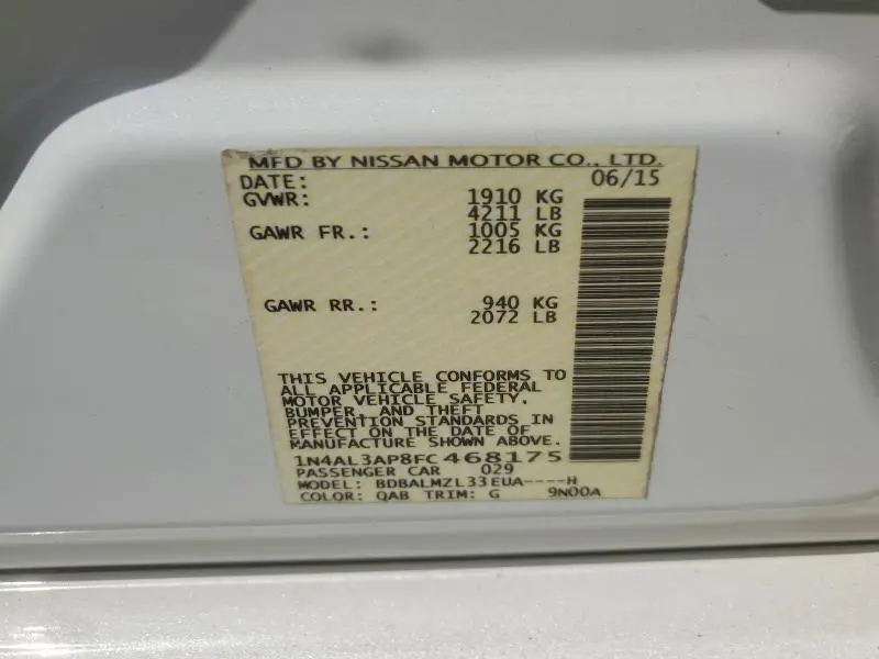 2015 NISSAN ALTIMA 2.5 SV  