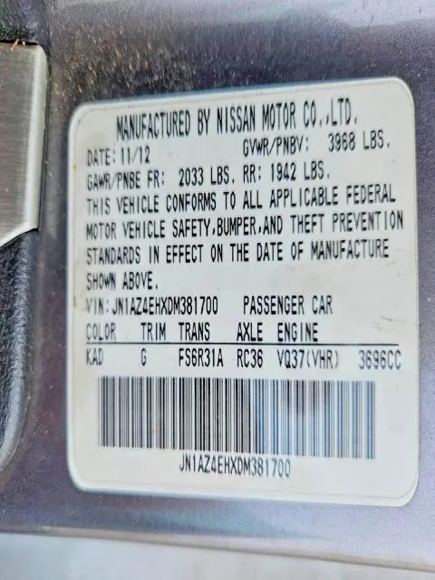 2013 NISSAN 370Z BASE  