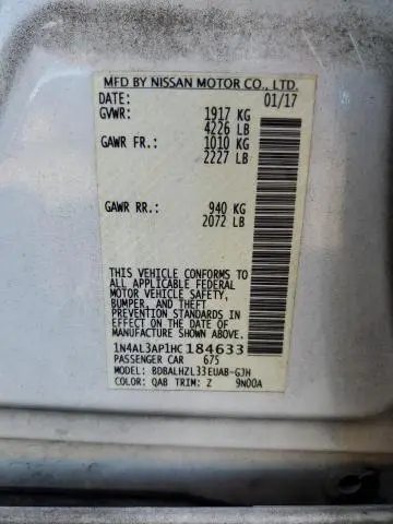 2017 NISSAN ALTIMA 2.5  