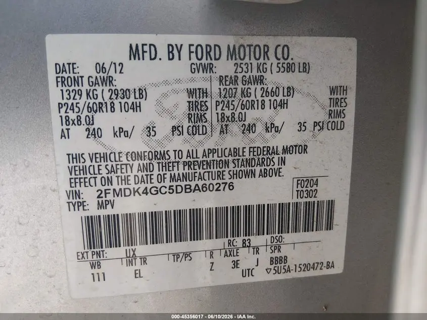 2013 FORD EDGE SE