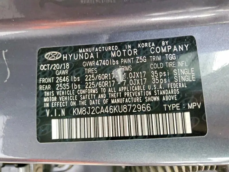 2019 HYUNDAI TUCSON SE  