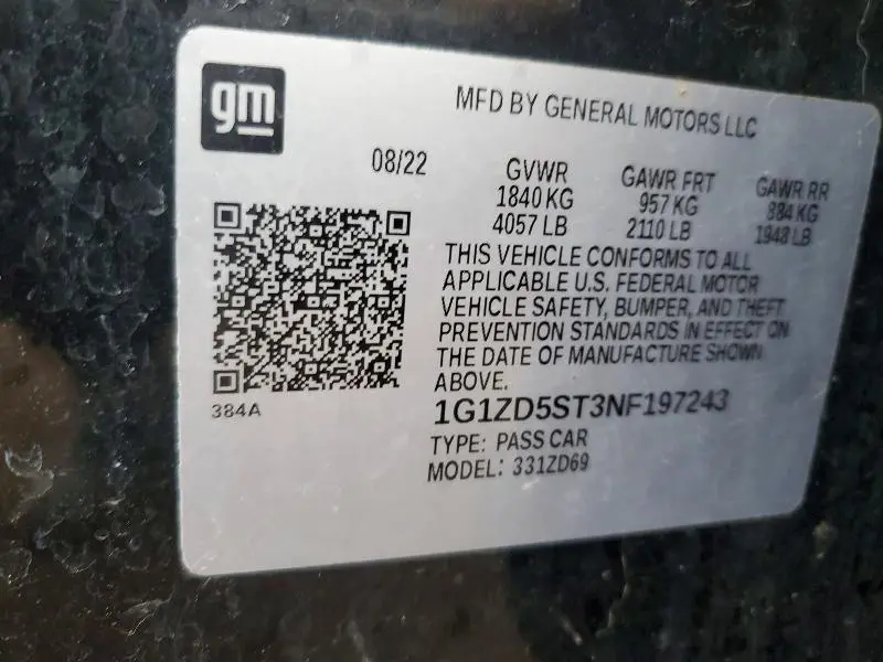 2022 CHEVROLET MALIBU LT  