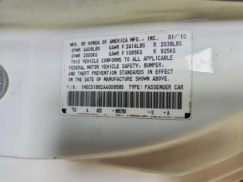 2010 HONDA ACCORD EXL  