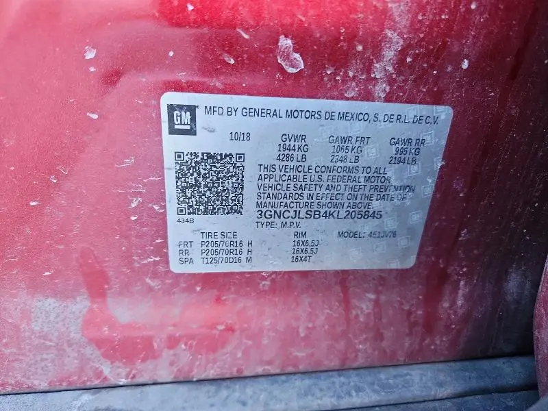 2019 CHEVROLET TRAX 1LT  