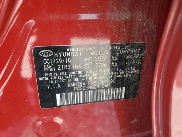2019 HYUNDAI ELANTRA SEL  