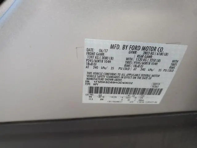 2017 FORD EXPLORER XLT  