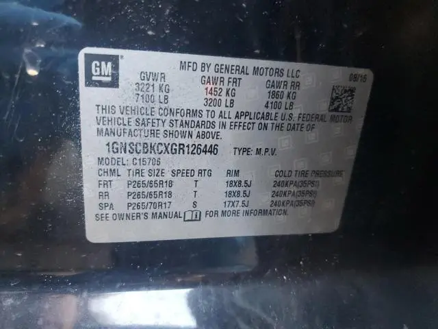 2016 CHEVROLET TAHOE C1500 LT  