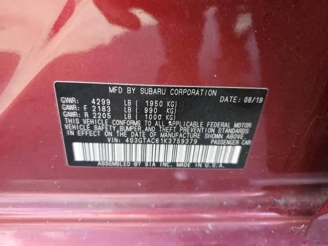 2019 SUBARU IMPREZA PREMIUM  