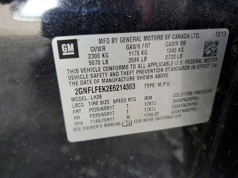 2014 CHEVROLET EQUINOX LT  