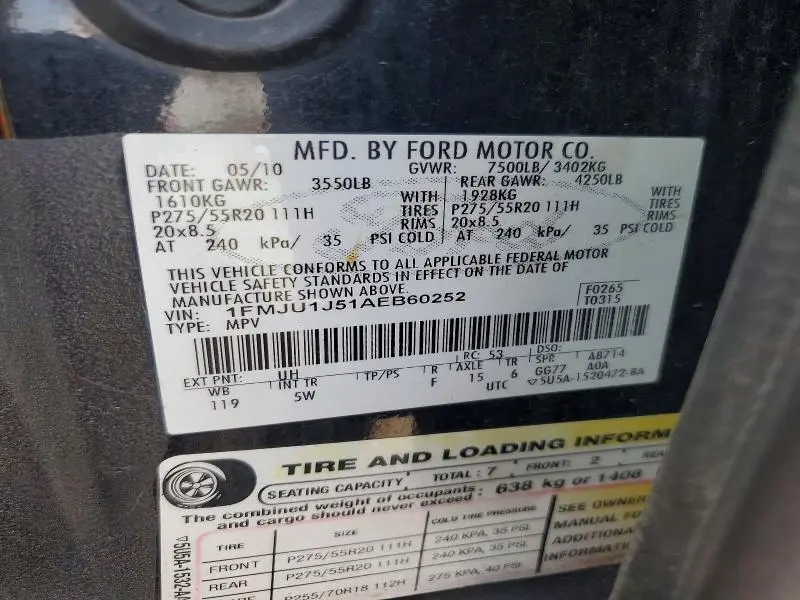 2010 FORD EXPEDITION EDDIE BAUER  