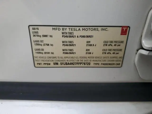 2015 TESLA MODEL S 85D  