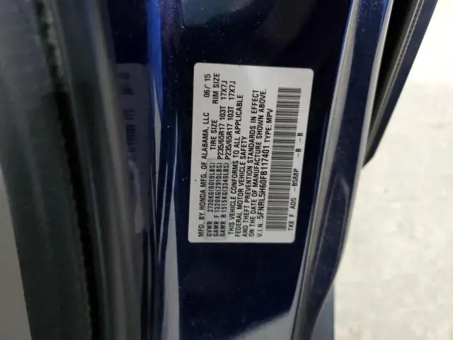 2015 HONDA ODYSSEY EXL  