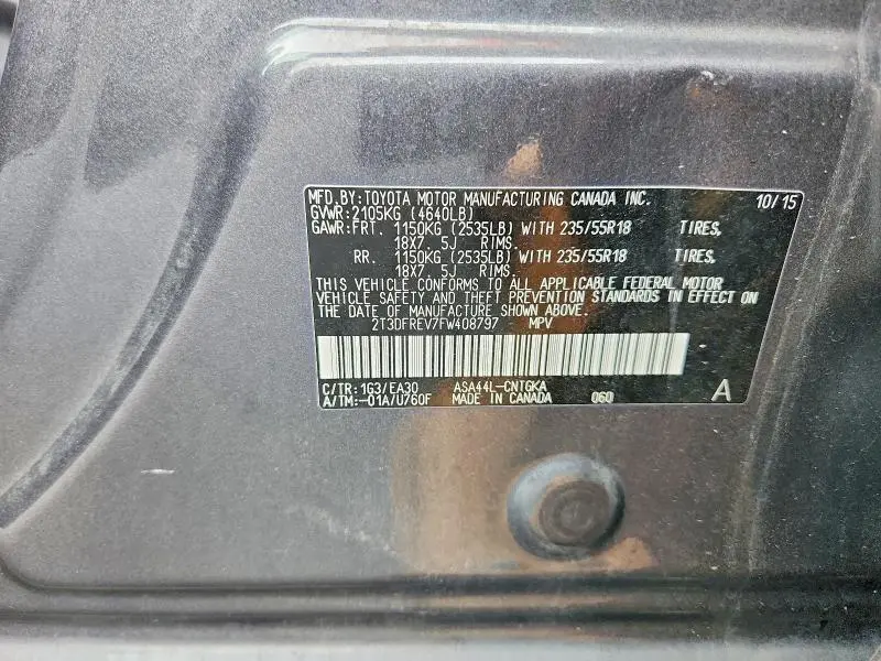 2015 TOYOTA RAV4 LIMITED  