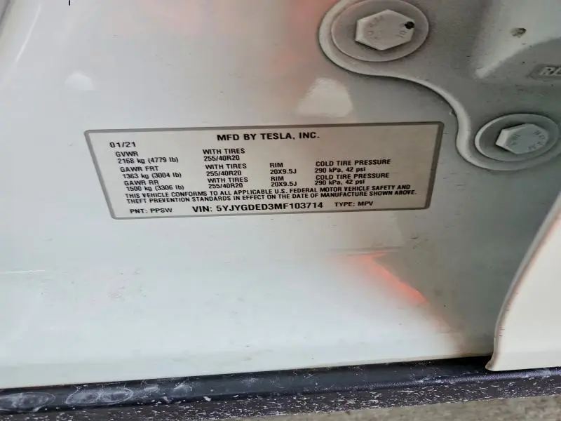 2021 TESLA MODEL Y   