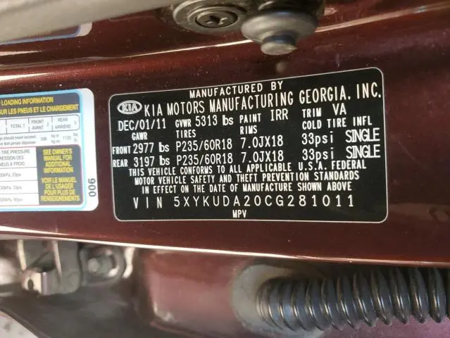2012 KIA SORENTO EX  