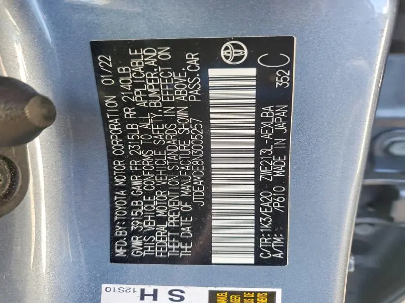 2022 TOYOTA COROLLA LE  