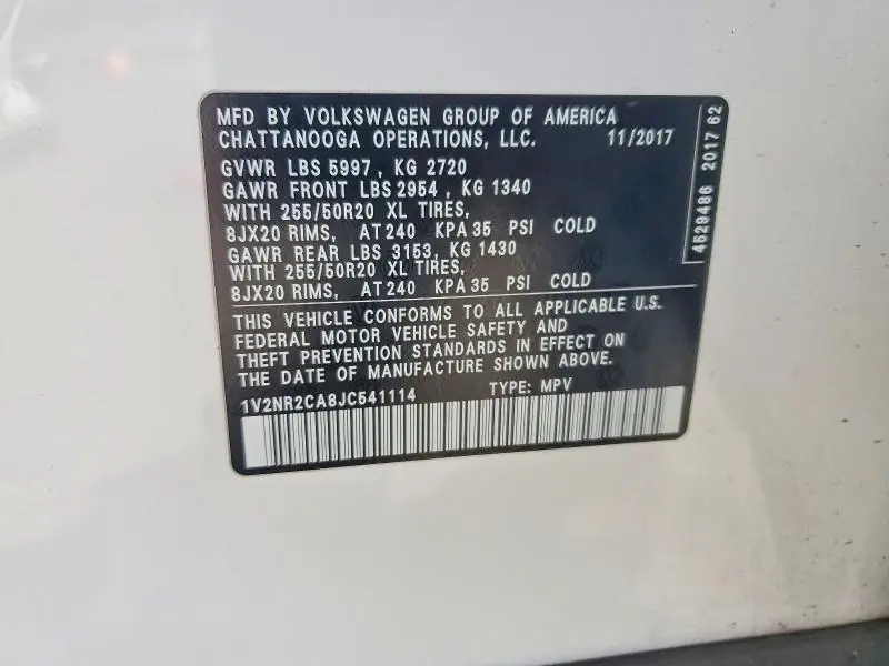 2018 VOLKSWAGEN ATLAS SEL PREMIUM  
