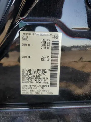 2020 NISSAN ALTIMA SL  