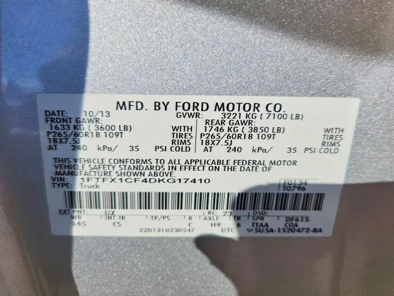 2013 FORD F150 SUPER CAB  