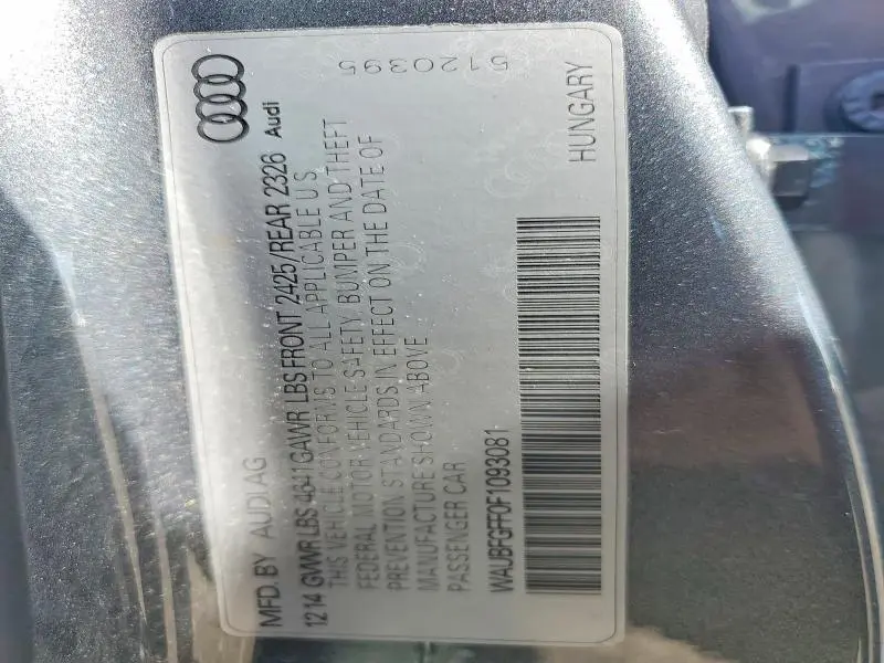 2015 AUDI S3 PREMIUM PLUS  
