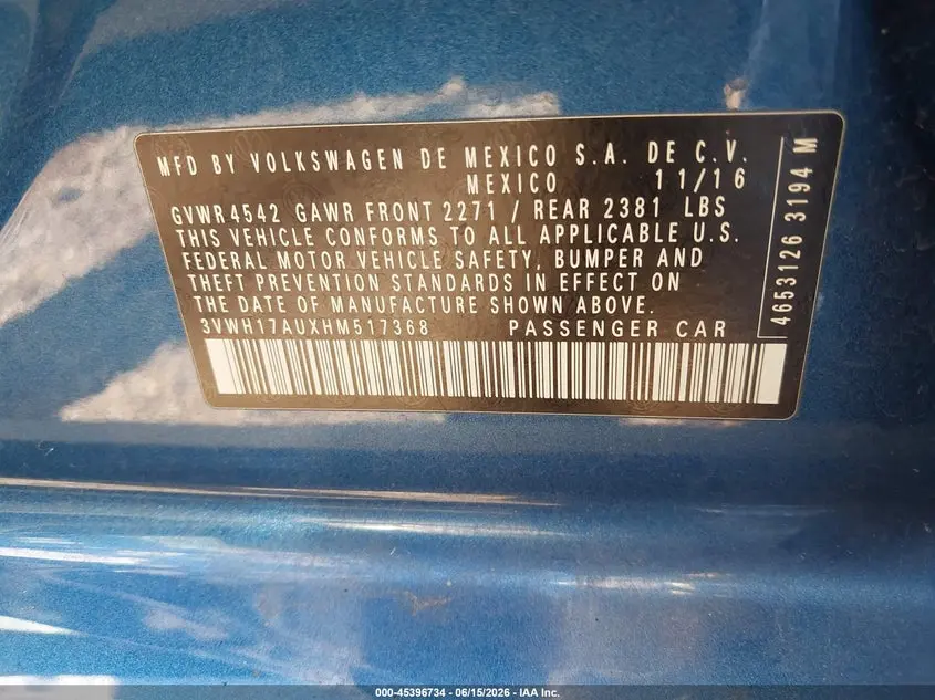 2017 VOLKSWAGEN GOLF ALLTRACK TSI S/TSI SE/TSI SEL