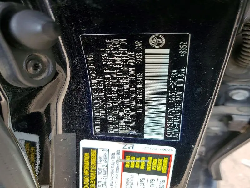 2012 TOYOTA CAMRY SE  