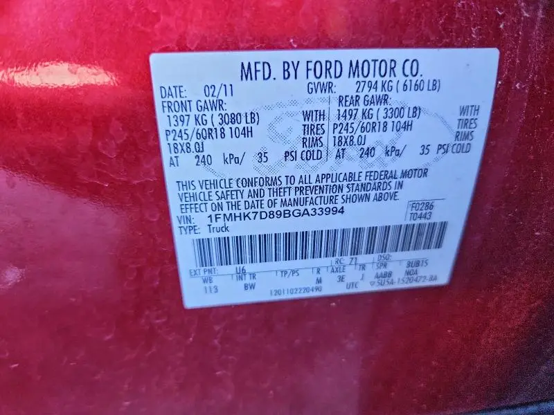 2011 FORD EXPLORER XLT  