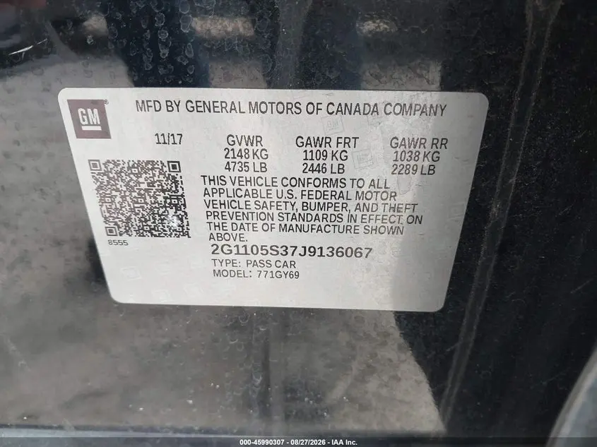 2018 CHEVROLET IMPALA 1LT