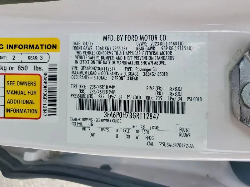 2016 FORD FUSION SE  