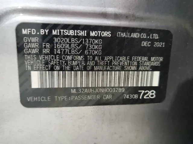 2022 MITSUBISHI MIRAGE ES  